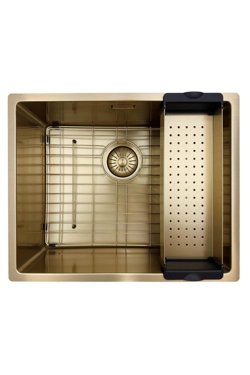Pure.Sink Prestige diskho 50x40 cm PVD Guld 10mm radie undermonterad, planmonterad och ovanpåliggande PPG5040-60 - Productafbeelding 10