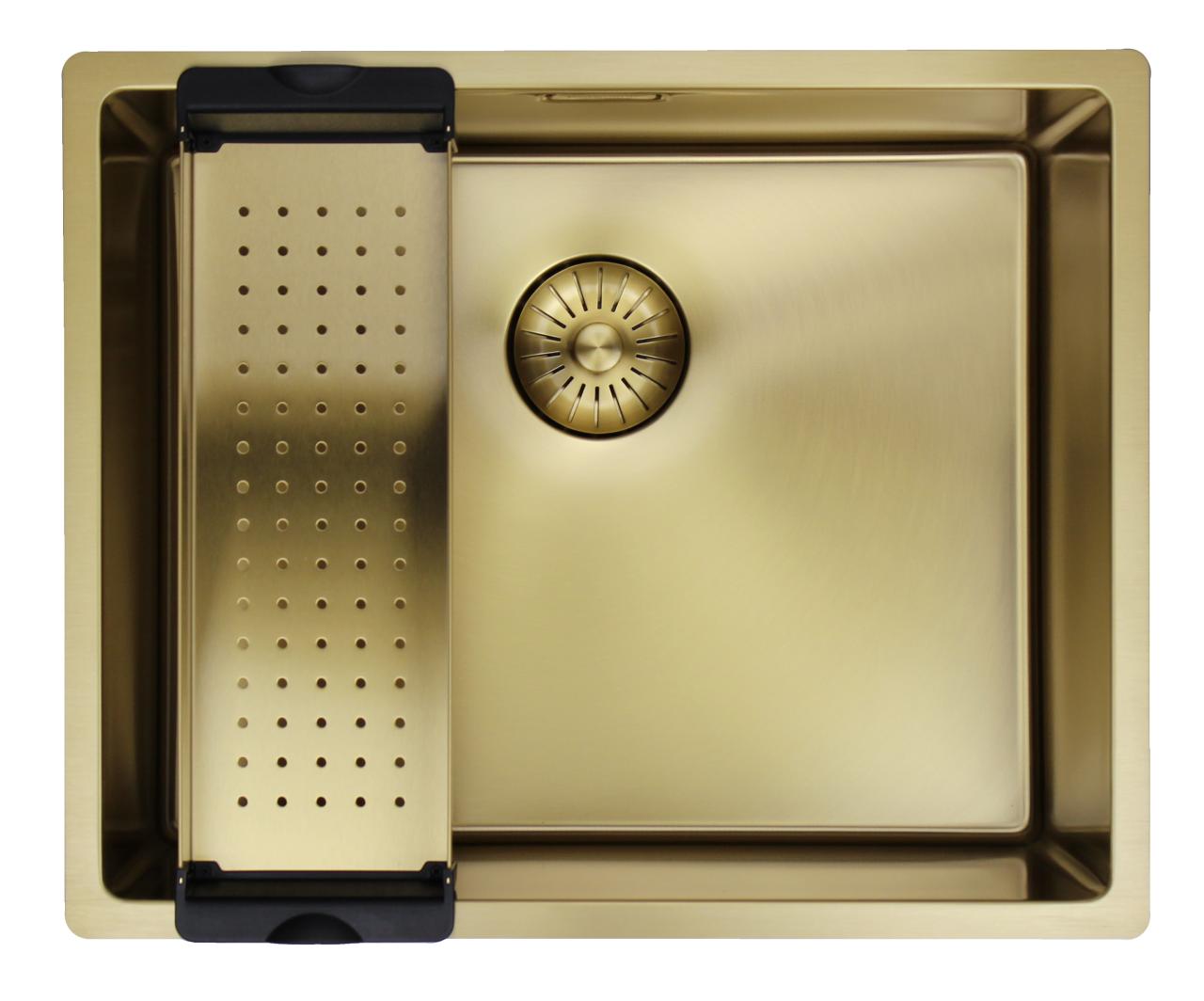 Pure.Sink Prestige diskho 50x40 cm PVD Guld 10mm radie undermonterad, planmonterad och ovanpåliggande PPG5040-60 - Productafbeelding 3