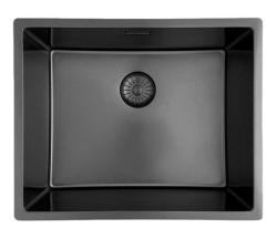 Pure.Sink Prestige diskho 50x40 cm PVD Gun Metal 10 mm radie undermontering, planmontering och toppmontering PPG5040-61