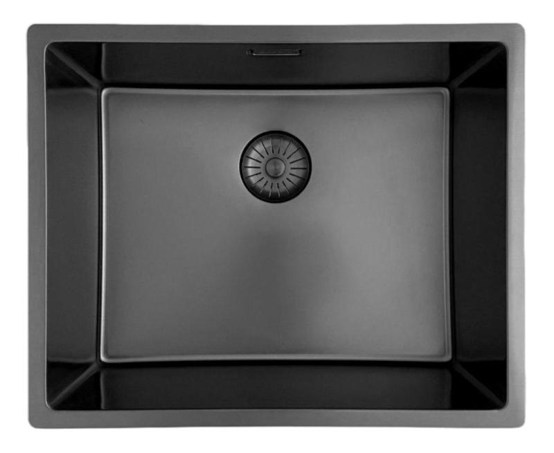 Pure.Sink Prestige diskho 50x40 cm PVD Gun Metal 10 mm radie undermontering, planmontering och toppmontering PPG5040-61