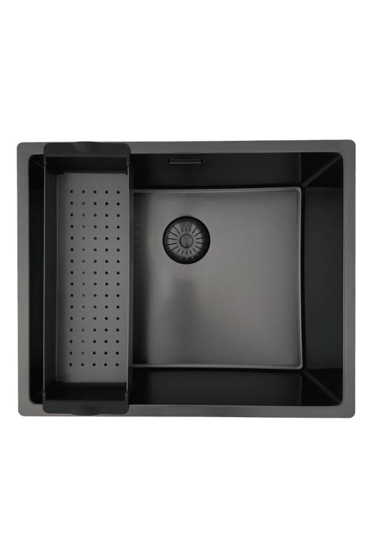 Pure.Sink Prestige diskho 50x40 cm PVD Gun Metal 10 mm radie undermontering, planmontering och toppmontering PPG5040-61