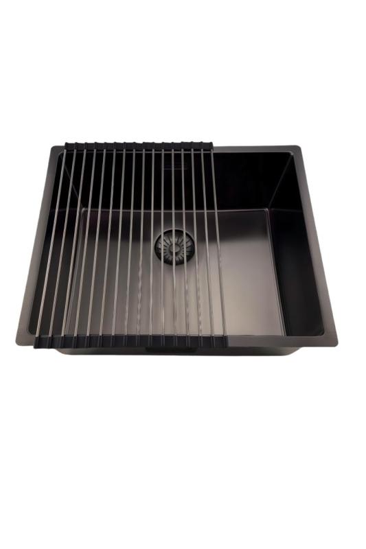Pure.Sink Prestige diskho 50x40 cm PVD Gun Metal 10 mm radie undermontering, planmontering och toppmontering PPG5040-61