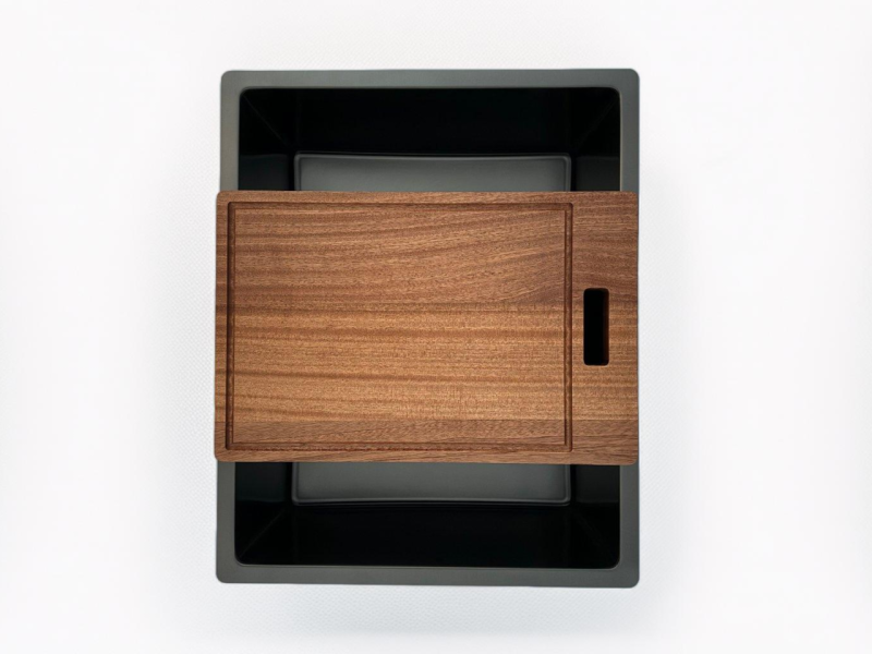 Pure.Sink Prestige diskho 50x40 cm PVD Gun Metal 10 mm radie undermontering, planmontering och toppmontering PPG5040-61