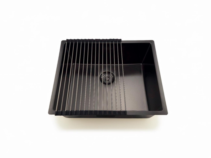 Pure.Sink Prestige diskho 50x40 cm PVD Gun Metal 10 mm radie undermontering, planmontering och toppmontering PPG5040-61
