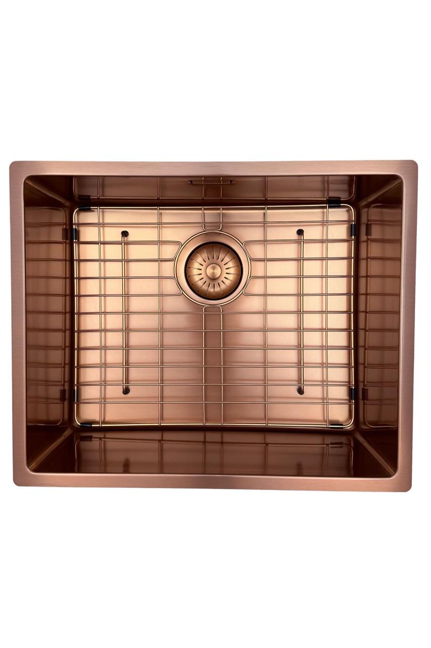 Pure.Sink Prestige diskho 50x40 cm PVD Koppar 10mm radie undermontering, planmontering och övermontering PPG5040-62 - Productafbeelding 6