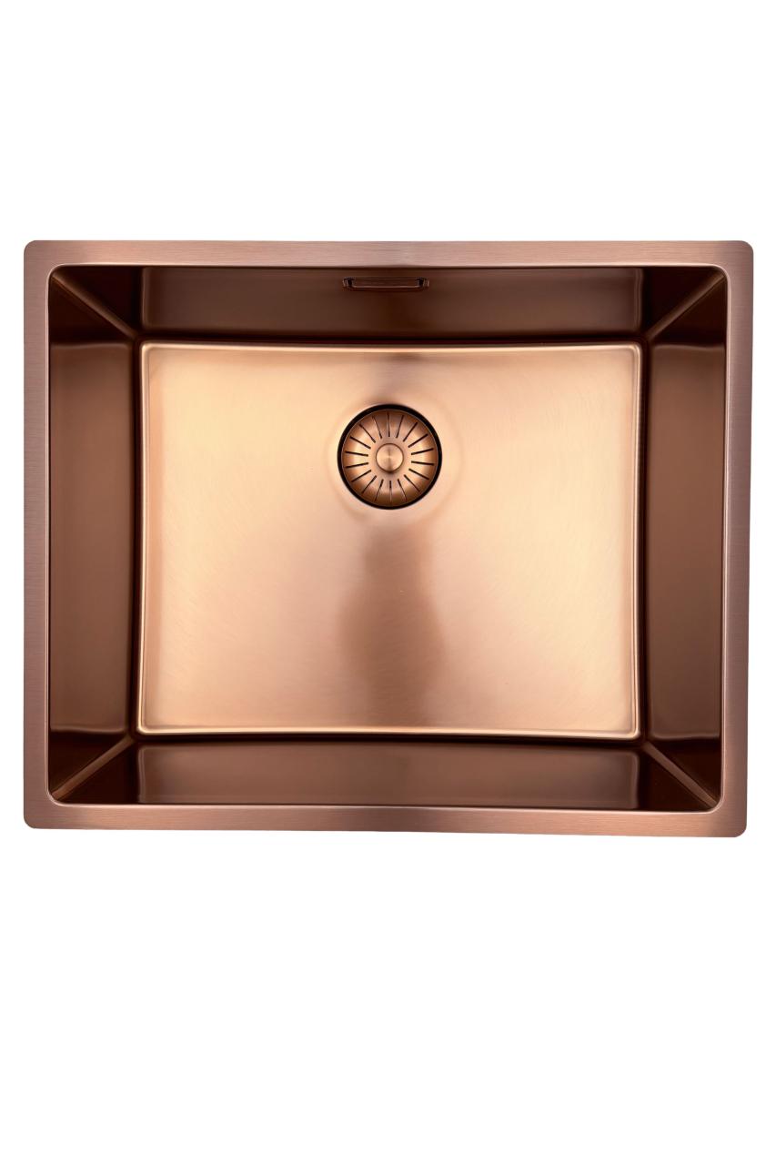 Pure.Sink Prestige diskho 50x40 cm PVD Koppar 10mm radie undermontering, planmontering och övermontering PPG5040-62 - Productafbeelding 4