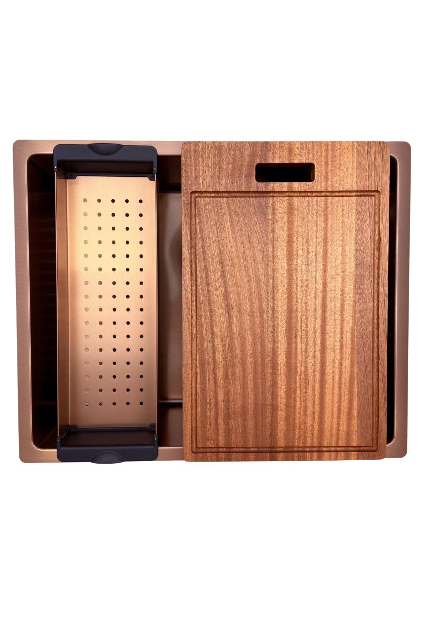 Pure.Sink Prestige diskho 50x40 cm PVD Koppar 10mm radie undermontering, planmontering och övermontering PPG5040-62 - Productafbeelding 5