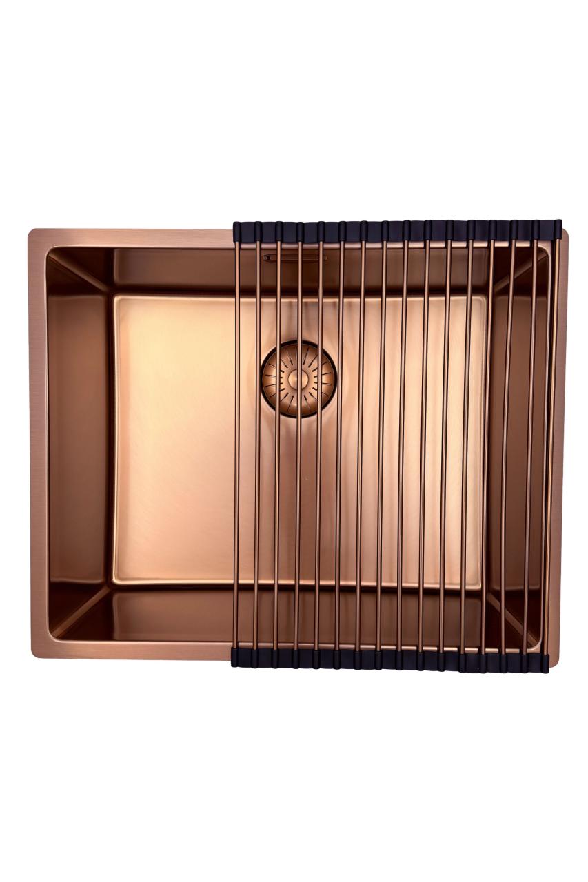 Pure.Sink Prestige diskho 50x40 cm PVD Koppar 10mm radie undermontering, planmontering och övermontering PPG5040-62 - Productafbeelding 9