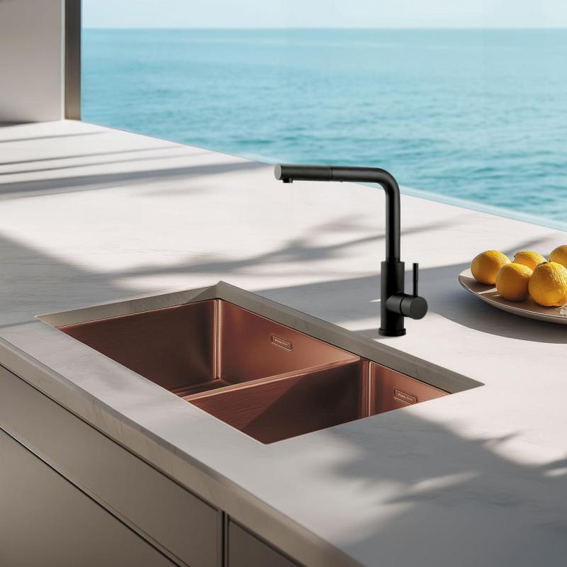 Pure.Sink Elite Steel Spark-S köksblandare Matt svart med utdragbar pip PS8041-10