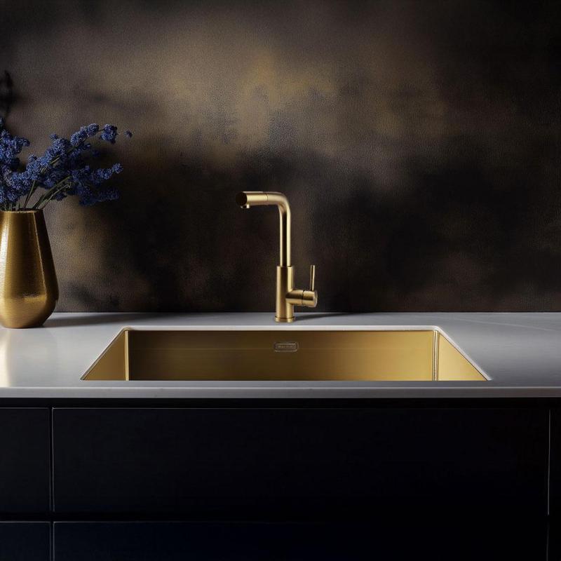 Pure.Sink Elite Steel Spark-S köksblandare PVD borstad guld med utdragbar pip PS8041-60