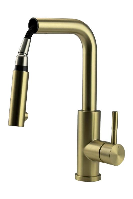 Pure.Sink Elite Steel Spark-S köksblandare PVD borstad guld med utdragbar pip PS8041-60
