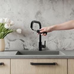 Pure.Sink Elite Steel Crystal-S köksblandare Mattsvart med utdragbar pip PS8050-10