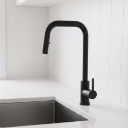 Pure.Sink Elite Steel Crystal-S köksblandare Mattsvart med utdragbar pip PS8050-10