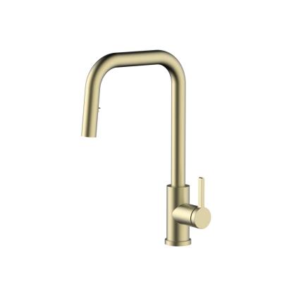 Pure.Sink Elite Steel Crystal-S köksblandare PVD borstad guld med utdragbar pip PS8050-60