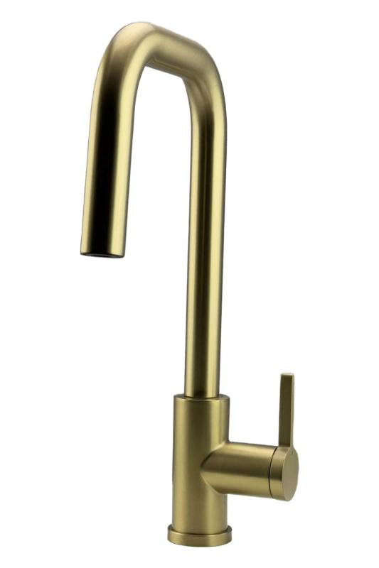 Pure.Sink Elite Steel Crystal-S köksblandare PVD borstad guld med utdragbar pip PS8050-60