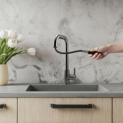 Pure.Sink Elite Steel Crystal-S köksblandare PVD Gun metal med utdragbar pip PS8050-61