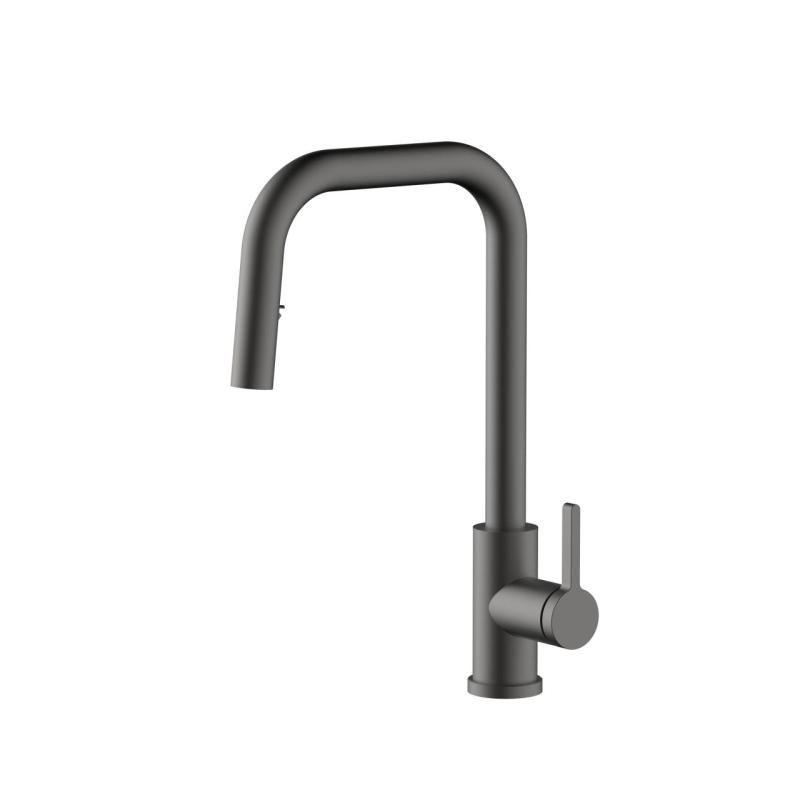 Pure.Sink Elite Steel Crystal-S köksblandare PVD Gun metal med utdragbar pip PS8050-61