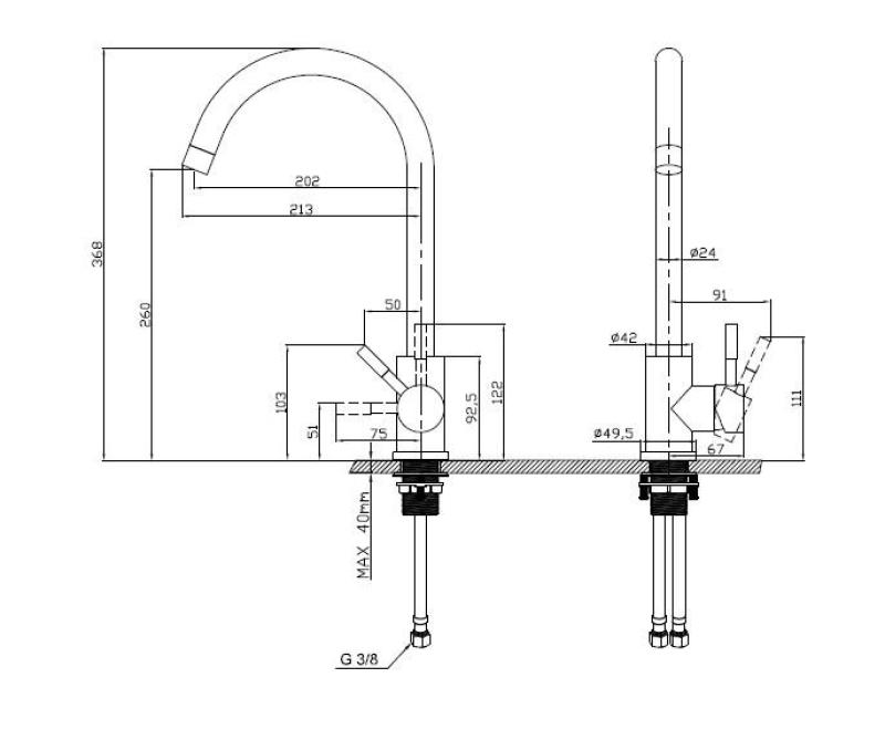 Pure.Sink Elite Steel Stream köksblandare rostfritt stål PS8044-02