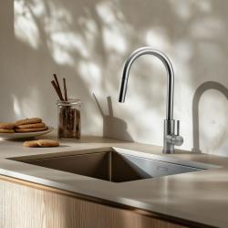 Pure.Sink Elite Steel Stream-S köksblandare rostfritt stål med utdragbar pip PS8045-02