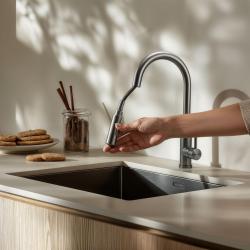 Pure.Sink Elite Steel Stream-S köksblandare rostfritt stål med utdragbar pip PS8045-02