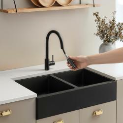 Pure.Sink Elite Steel Stream-S köksblandare Matt svart med utdragbar pip PS8045-10