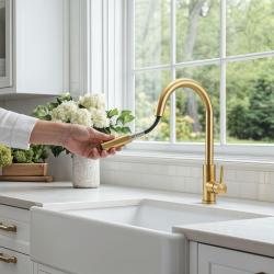 Pure.Sink Elite Steel Stream-S köksblandare PVD borstad guld med utdragbar pip PS8045-60