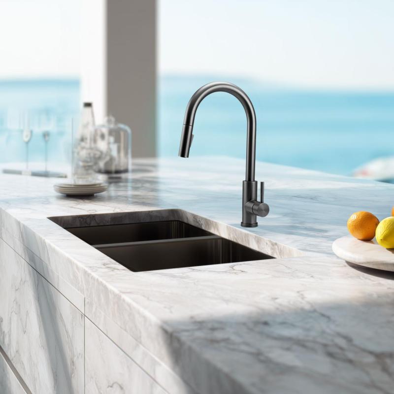 Pure.Sink Elite Steel Stream-S köksblandare PVD Gun Metal med utdragbar pip PS8045-61