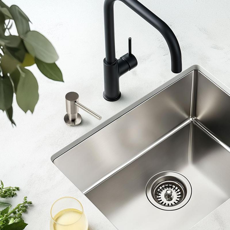 Pure.Sink Elite Steel Shine inbyggd tvålpump rostfritt stål påfyllbar uppifrån PS9010-02