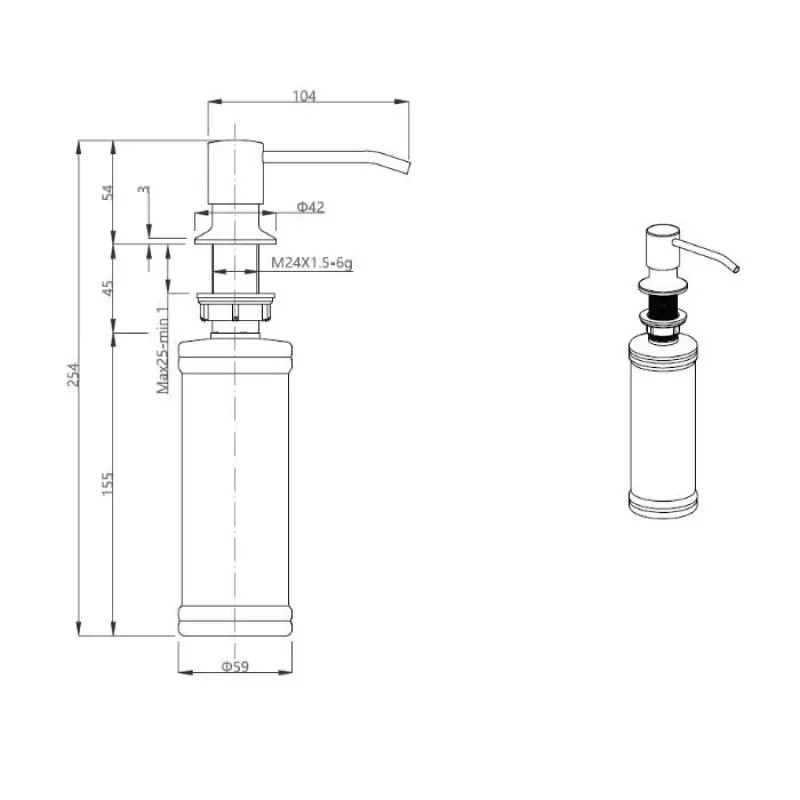 Quadri Manchester Inbyggnad Tvålpump Grå - Påfyllningsbar Uppifrån 1208967657