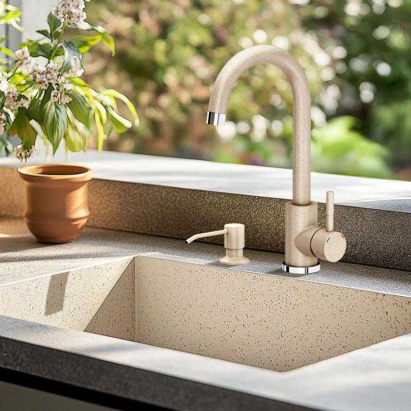 Quadri Manchester Inbyggd Tvåldispenser Beige Sand- Påfyllbar Ovanifrån 1208967658