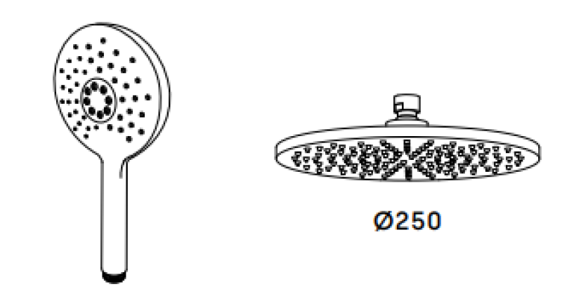 Waterevolution Flow duschkombination med regndusch PVD Gun Metal 250mm T141NR25GME