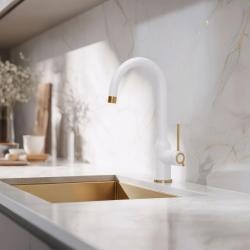 Quadri Stamford Köksblandare Vit med Kopparfinish med Svängbar Rund Pip 1208967711