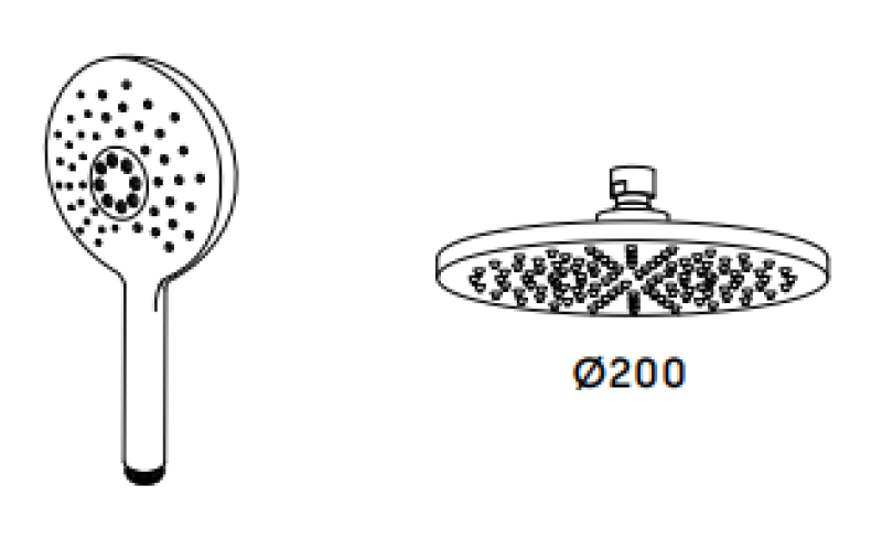 Waterevolution Flow termostatisk duschkombination med regndusch RVS 200mm rund T141TNRIE