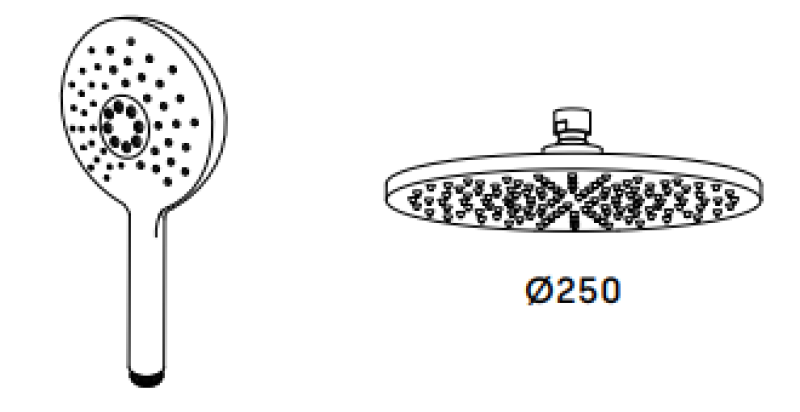 Waterevolution Flow termostatisk duschkombination med regndusch matt vit 250mm rund T141TNR25BR