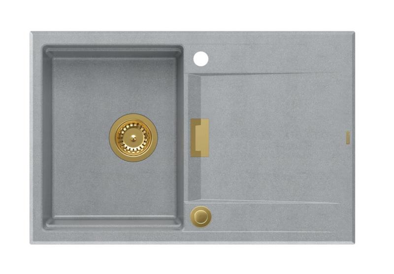 Quadri Minton Granit Infälld Diskho Grå 76x50cm med Avrinning Omvändbar och Guldpropp - 1208967742