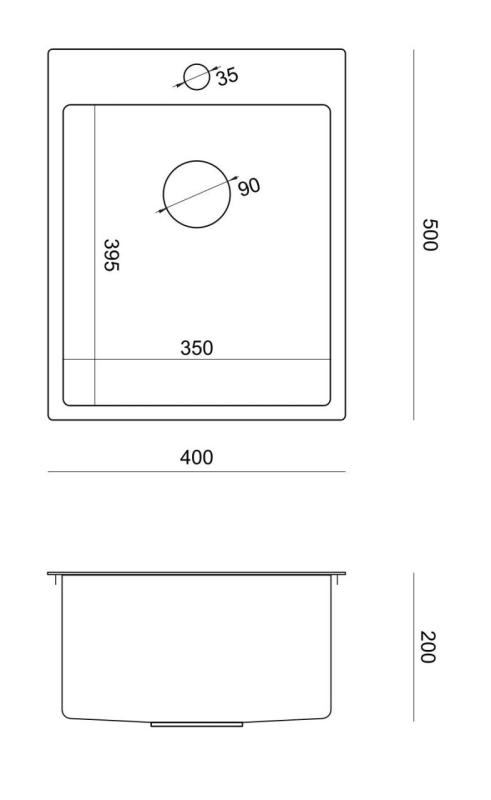 Aquadesign Clara Diskho Rostfritt Stål 40x50cm Uppbyggnad eller Planmontering med Kranhålsbank och Rostfri Plugg - 1208967757