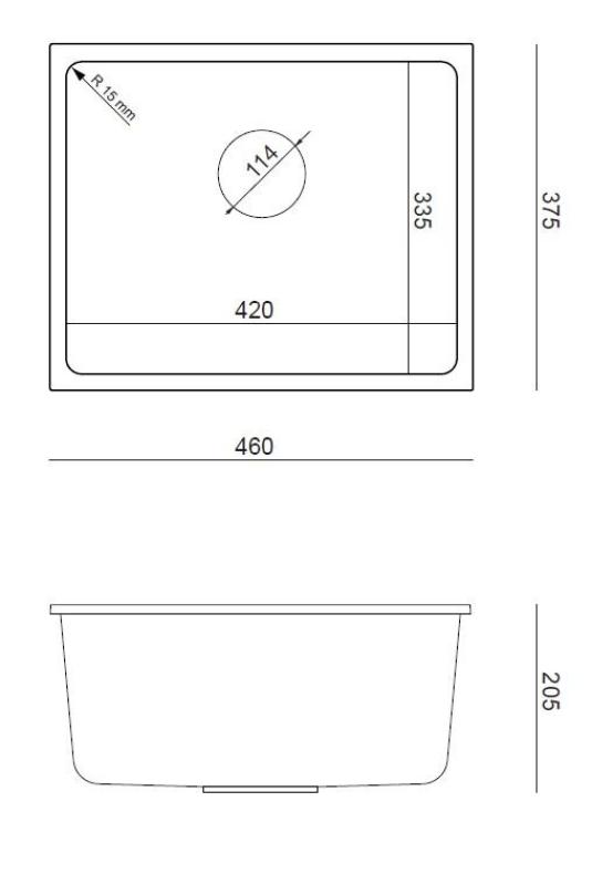 Quadri Elston Vit Granit Undermonterad Diskho 420x335mm med Rostfri Plugg 1208967776