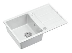 Quadri Sheffield Vit Granit Inbyggd Diskho 78x50cm med Avrinning och Rostfri Plugg - 1208967798