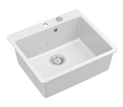 Quadri Sheffield Vit Granit Infälld Diskho eller Planmonterad Diskho 57x50 cm med Kranplats och Rostfri Propp - 1208967815