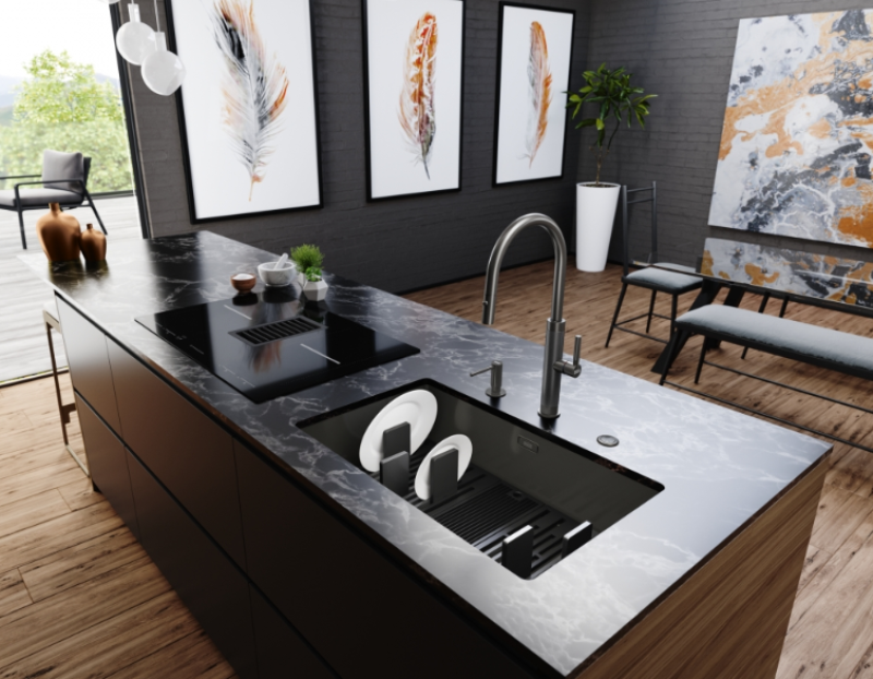 Franke Mythos Masterpiece Köksblandare Antracit med J-utlopp och Utdragbar Sprayhuvud - 115.0711.555