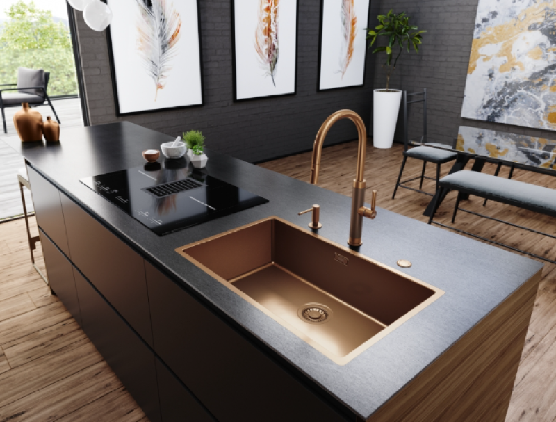 Franke Mythos Masterpiece Köksblandare Koppar med J-pip och Utdragbar Dusch - 115.0711.557