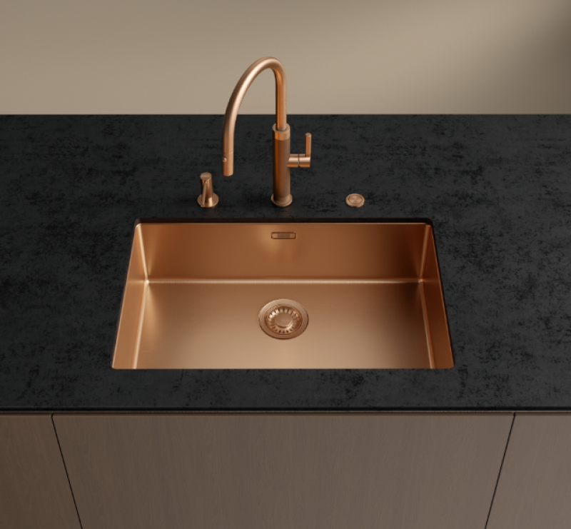 Franke Mythos Masterpiece Köksblandare Koppar med J-pip och Utdragbar Dusch - 115.0711.557