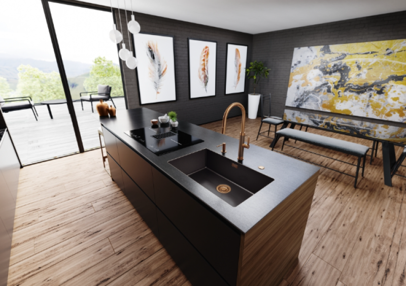 Franke Mythos Masterpiece Köksblandare Koppar med J-pip och Utdragbar Dusch - 115.0711.557