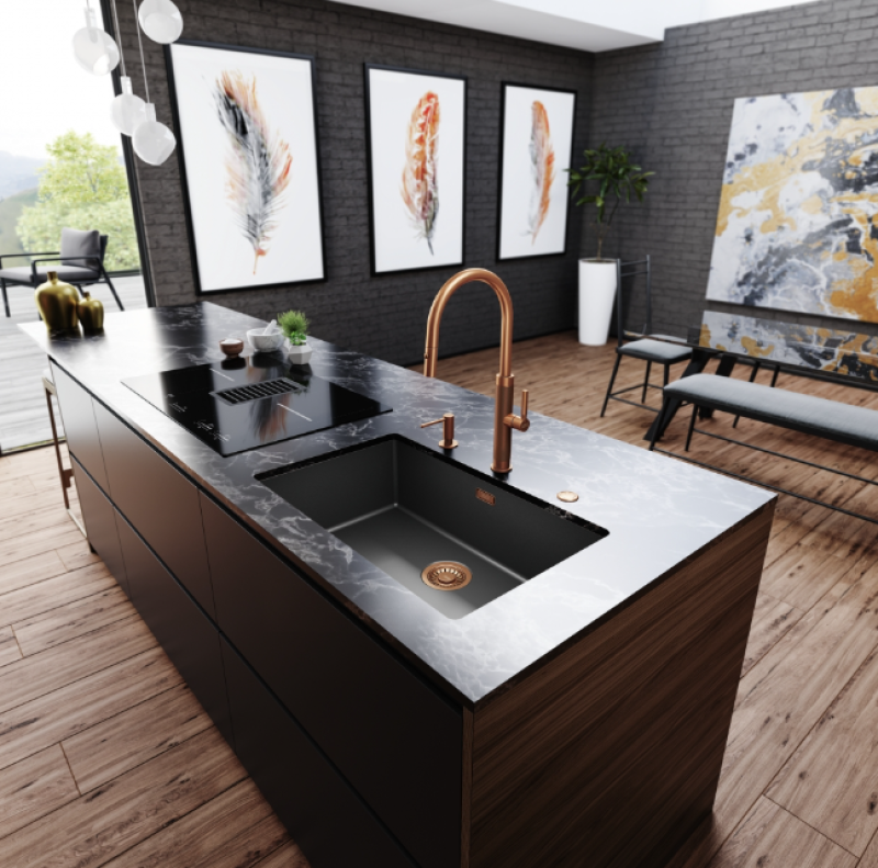 Franke Mythos Masterpiece Köksblandare Koppar med J-pip och Utdragbar Dusch - 115.0711.557