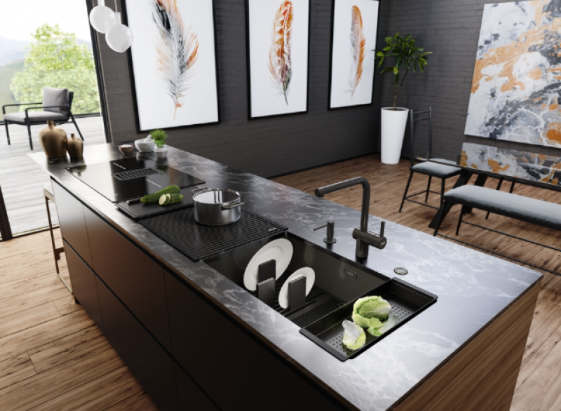 Franke Mythos Masterpiece BXM 210.68 Stor Gun Metal Diskho PVD Antracit 685x410mm Planmonterad och Undermonterad - 127.0676.885