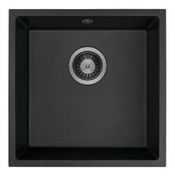GraniteMy Universal Svart Granit Diskho 40x40 cm svart inbyggnad undermontering och planmontering med Gun metal propp 1208967906