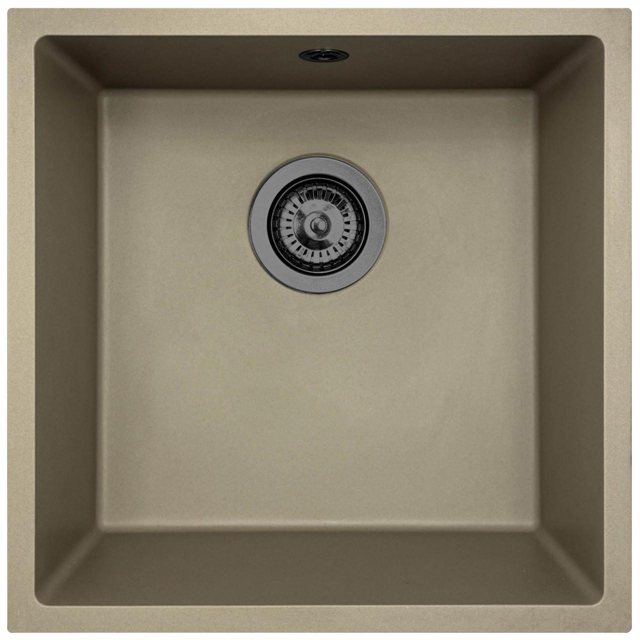 GraniteMy Universal Taupe Granitho Diskho 40x40 cm ovanpåliggande, undermonterad och planmonterad med gun metal plugg - 1208967913