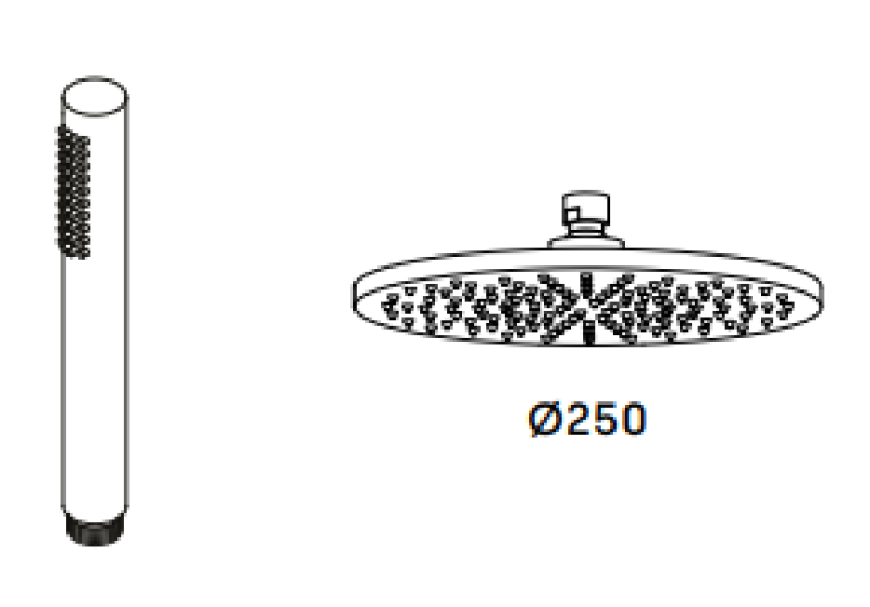 Waterrevolution Flow trevägs duschblandare med hand- och takdusch Gun Metal 250mm T131N25GME