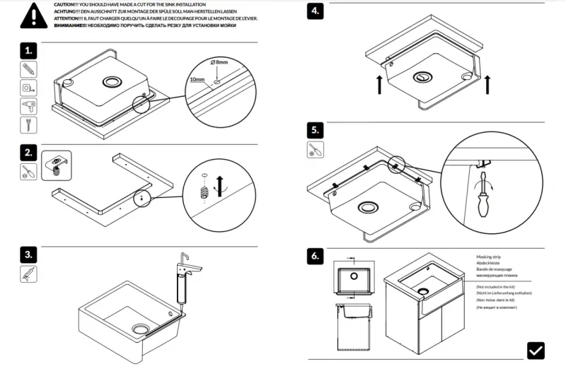 GraniteMy Traditionell Lantlig Diskho i Granit 60x48 cm Vit Undermonterad och Planmonterad med Kopparpropp 1208967942