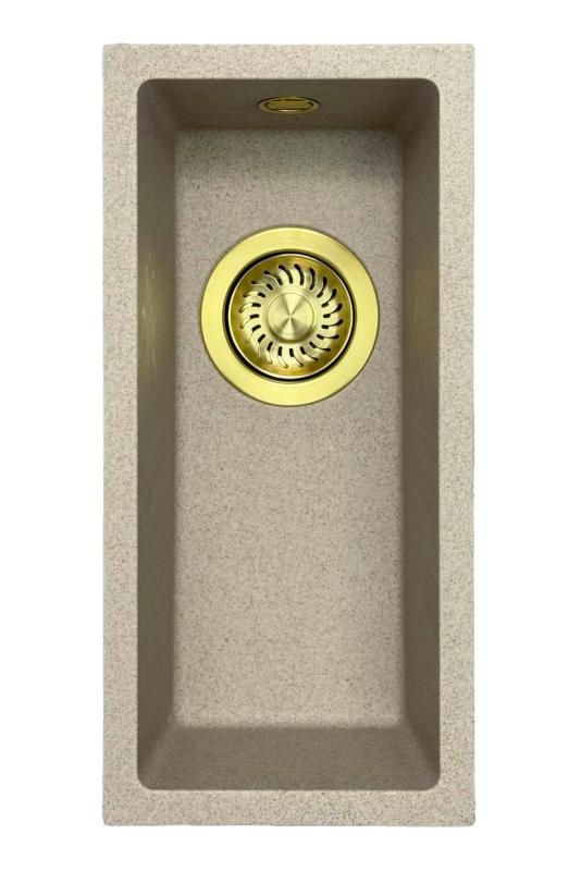 GraniteMy Universal granit beige sand liten diskho 17x40 cm ovanpåliggande, undermonterad och planmonterad med guldplugg 1208968003